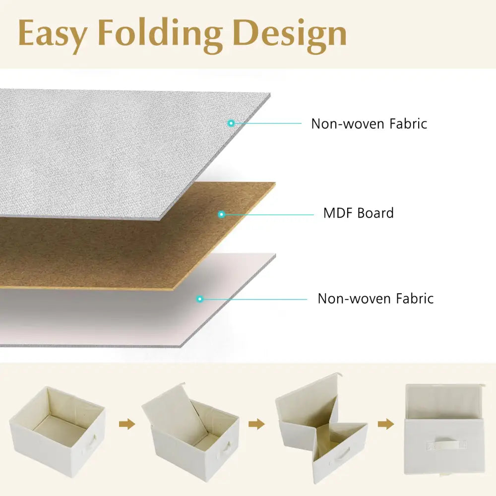 Fabric Dresser with 6 Drawers with 6 Folding Fabric Bins for Bedroom Living Room-Natural - Natural - Dressers & Chests