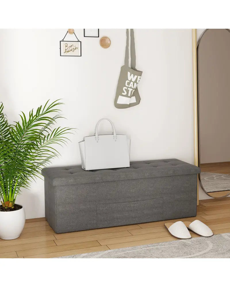 Fabric Folding Storage with Divider Bed End Bench-Dark Gray - Dark Gray - Shoe Racks & Storage Benches