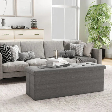 Fabric Folding Storage with Divider Bed End Bench-Dark Gray - Dark Gray - Shoe Racks & Storage Benches