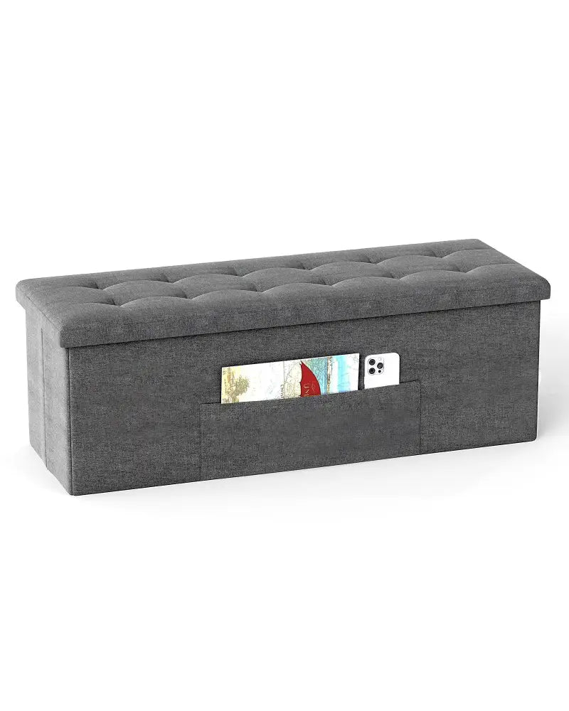 Fabric Folding Storage with Divider Bed End Bench-Dark Gray - Dark Gray - Shoe Racks & Storage Benches