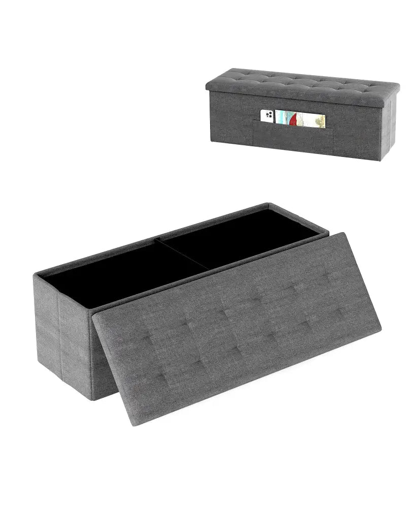 Fabric Folding Storage with Divider Bed End Bench-Dark Gray - Dark Gray - Shoe Racks & Storage Benches