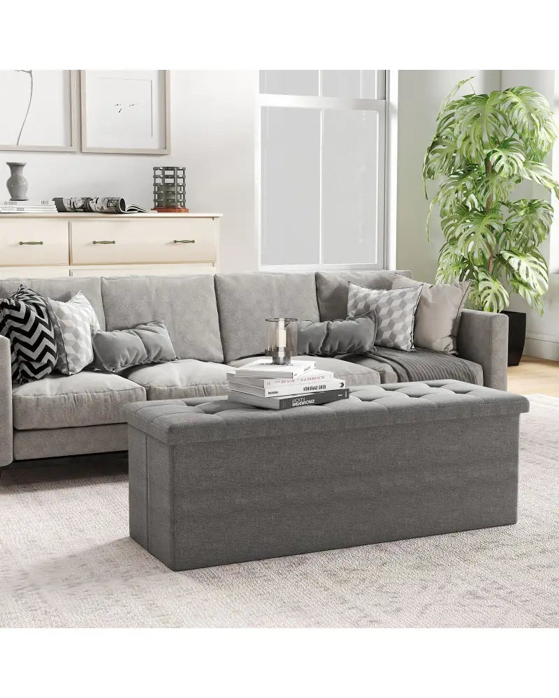 Fabric Folding Storage with Divider Bed End Bench-Dark Gray - Dark Gray - Shoe Racks & Storage Benches