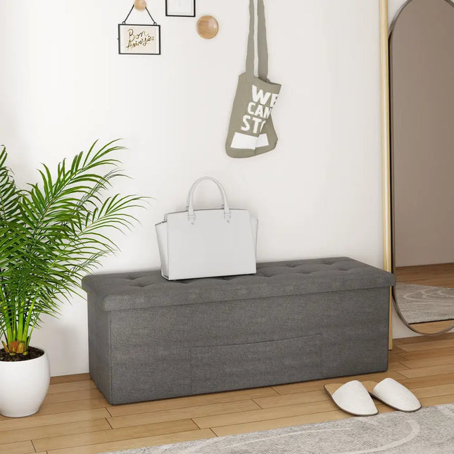 Fabric Folding Storage with Divider Bed End Bench-Dark Gray - Dark Gray - Shoe Racks & Storage Benches