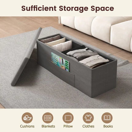 Fabric Folding Storage with Divider Bed End Bench-Dark Gray - Dark Gray - Shoe Racks & Storage Benches