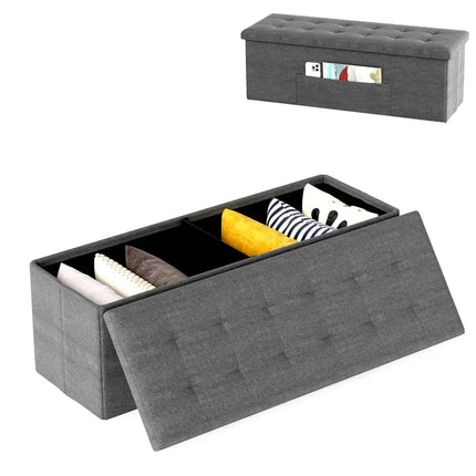 Fabric Folding Storage with Divider Bed End Bench-Dark Gray - Dark Gray - Shoe Racks & Storage Benches