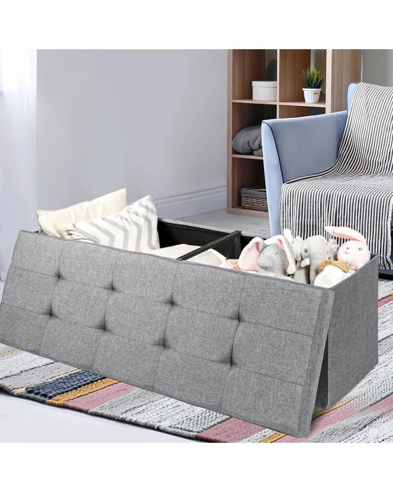 Fabric Folding Storage with Divider Bed End Bench-Light Gray - Light Gray - Shoe Racks & Storage Benches