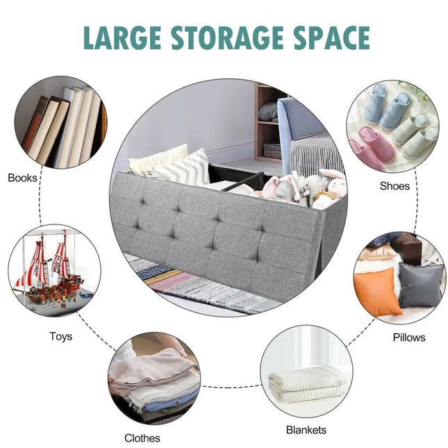 Fabric Folding Storage with Divider Bed End Bench-Light Gray - Light Gray - Shoe Racks & Storage Benches