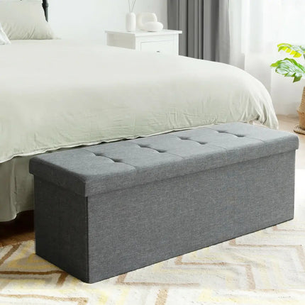 Fabric Folding Storage with Divider Bed End Bench-Light Gray - Light Gray - Shoe Racks & Storage Benches