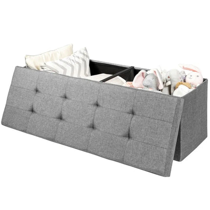 Fabric Folding Storage with Divider Bed End Bench-Light Gray - Light Gray - Shoe Racks & Storage Benches