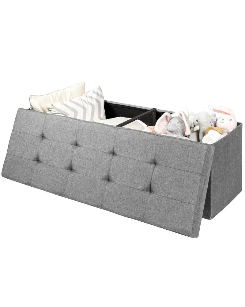 Fabric Folding Storage with Divider Bed End Bench-Light Gray - Light Gray - Shoe Racks & Storage Benches