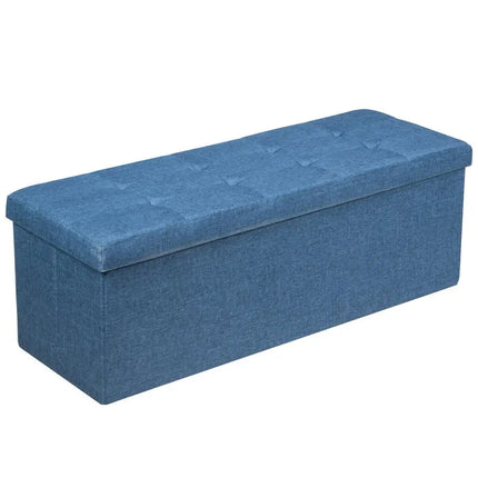 Fabric Folding Storage with Divider Bed End Bench-Navy - Navy - Shoe Racks & Storage Benches