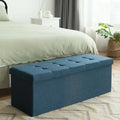 Fabric Folding Storage with Divider Bed End Bench-Navy - Navy - Shoe Racks & Storage Benches