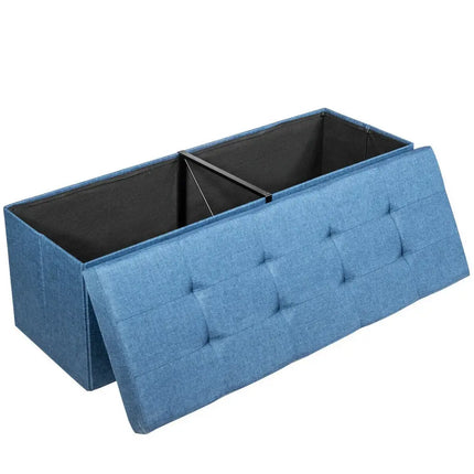 Fabric Folding Storage with Divider Bed End Bench-Navy - Navy - Shoe Racks & Storage Benches