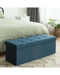 Fabric Folding Storage with Divider Bed End Bench-Navy - Navy - Shoe Racks & Storage Benches