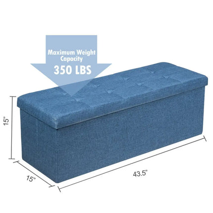 Fabric Folding Storage with Divider Bed End Bench-Navy - Navy - Shoe Racks & Storage Benches
