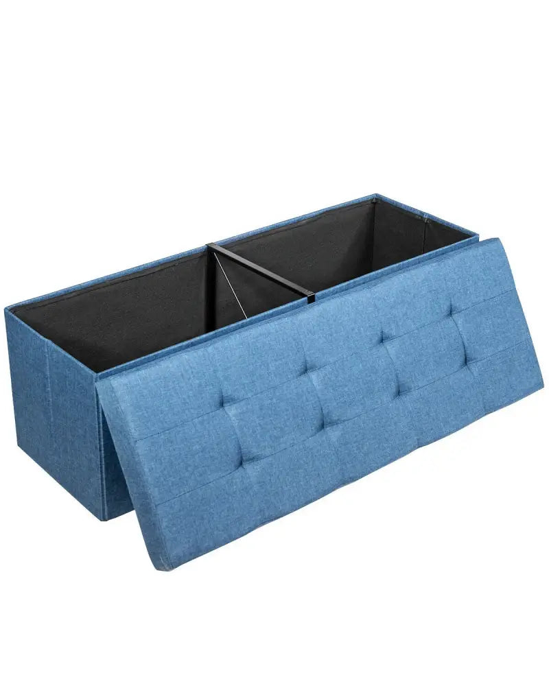 Fabric Folding Storage with Divider Bed End Bench-Navy - Navy - Shoe Racks & Storage Benches