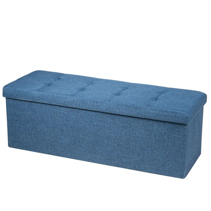 Fabric Folding Storage with Divider Bed End Bench-Navy - Navy - Shoe Racks & Storage Benches