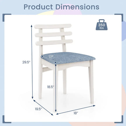 Fabric Kitchen Side Chairs with Rubber Wood Frame and Padded Seat-White - White - Dining Chairs
