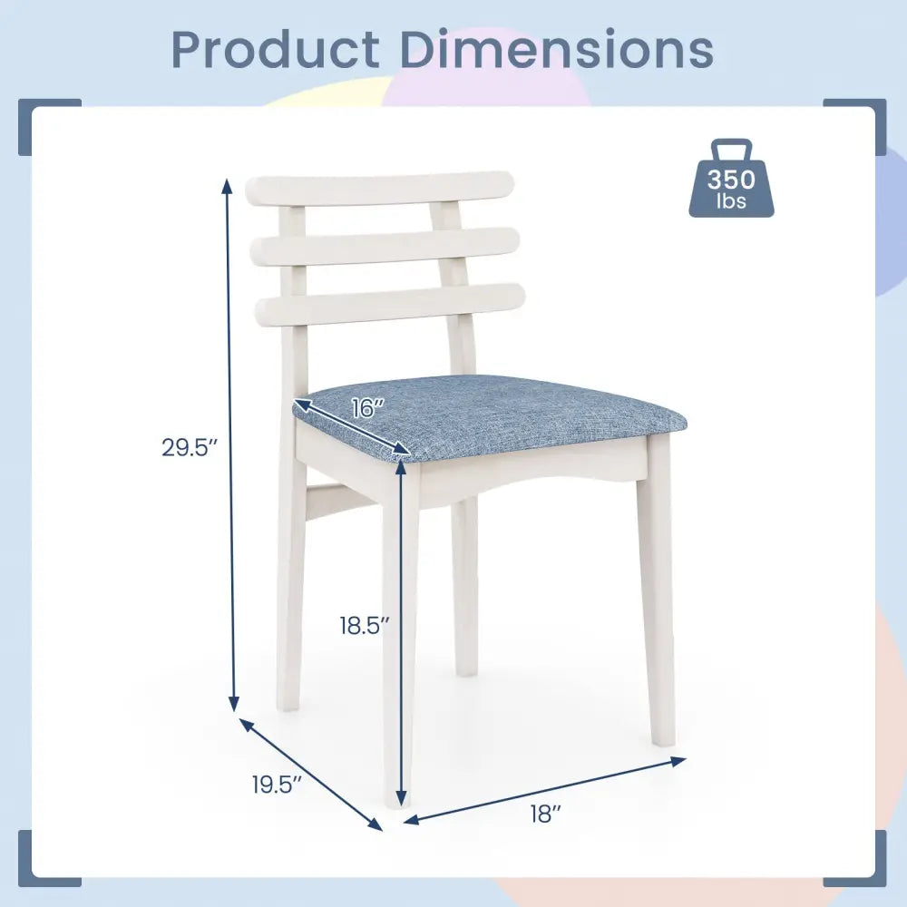 Fabric Kitchen Side Chairs with Rubber Wood Frame and Padded Seat-White - White - Dining Chairs