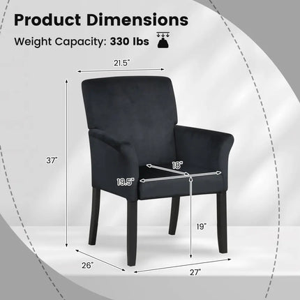 Fabric Upholstered Executive Guest Armchair with Rubber Wood Legs-Black - Black - Accent Chairs