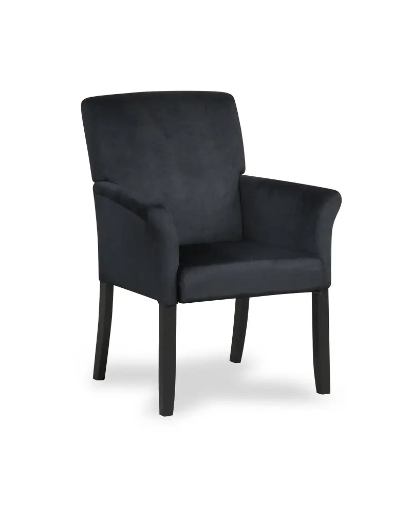 Fabric Upholstered Executive Guest Armchair with Rubber Wood Legs-Black - Black - Accent Chairs