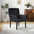 Fabric Upholstered Executive Guest Armchair with Rubber Wood Legs-Black - Black - Accent Chairs
