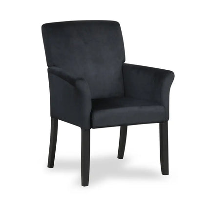 Fabric Upholstered Executive Guest Armchair with Rubber Wood Legs-Black - Black - Accent Chairs