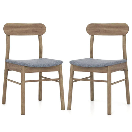 Fabric Upholstered Kitchen Armless Dining Chairs with Rubber Wood Frame Set of 2-Oak - Oak - Dining Chairs