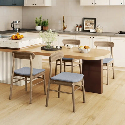 Fabric Upholstered Kitchen Armless Dining Chairs with Rubber Wood Frame Set of 2-Oak - Oak - Dining Chairs