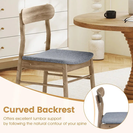 Fabric Upholstered Kitchen Armless Dining Chairs with Rubber Wood Frame Set of 4-Oak - Oak - Dining Chairs
