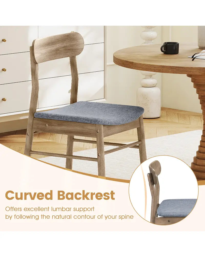 Fabric Upholstered Kitchen Armless Dining Chairs with Rubber Wood Frame Set of 2-Oak - Oak - Dining Chairs