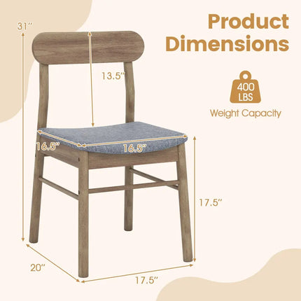 Fabric Upholstered Kitchen Armless Dining Chairs with Rubber Wood Frame Set of 2-Oak - Oak - Dining Chairs