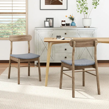 Fabric Upholstered Kitchen Armless Dining Chairs with Rubber Wood Frame Set of 4-Oak - Oak - Dining Chairs