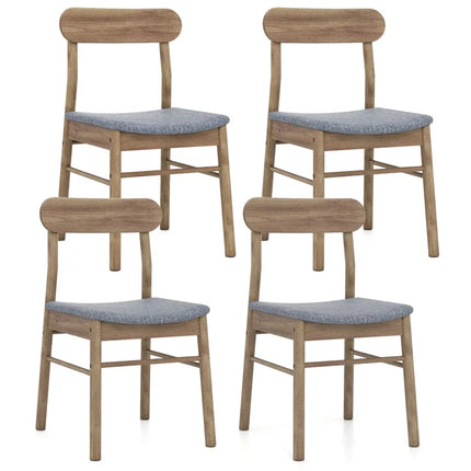 Fabric Upholstered Kitchen Armless Dining Chairs with Rubber Wood Frame Set of 4-Oak - Oak - Dining Chairs