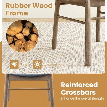 Fabric Upholstered Kitchen Armless Dining Chairs with Rubber Wood Frame Set of 4-Oak - Oak - Dining Chairs
