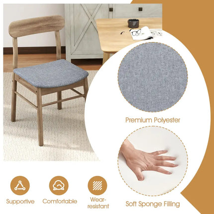 Fabric Upholstered Kitchen Armless Dining Chairs with Rubber Wood Frame Set of 2-Oak - Oak - Dining Chairs