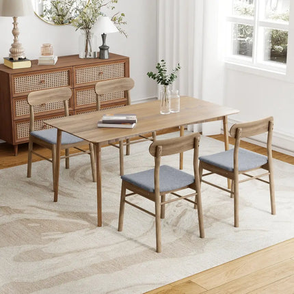Fabric Upholstered Kitchen Armless Dining Chairs with Rubber Wood Frame Set of 2-Oak - Oak - Dining Chairs