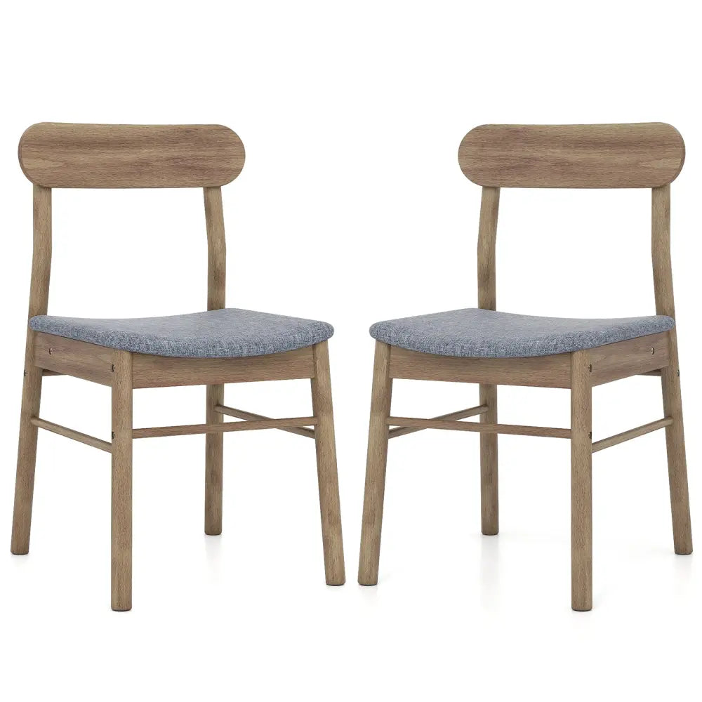Fabric Upholstered Kitchen Armless Dining Chairs with Rubber Wood Frame Set of 2-Oak - Oak - Dining Chairs