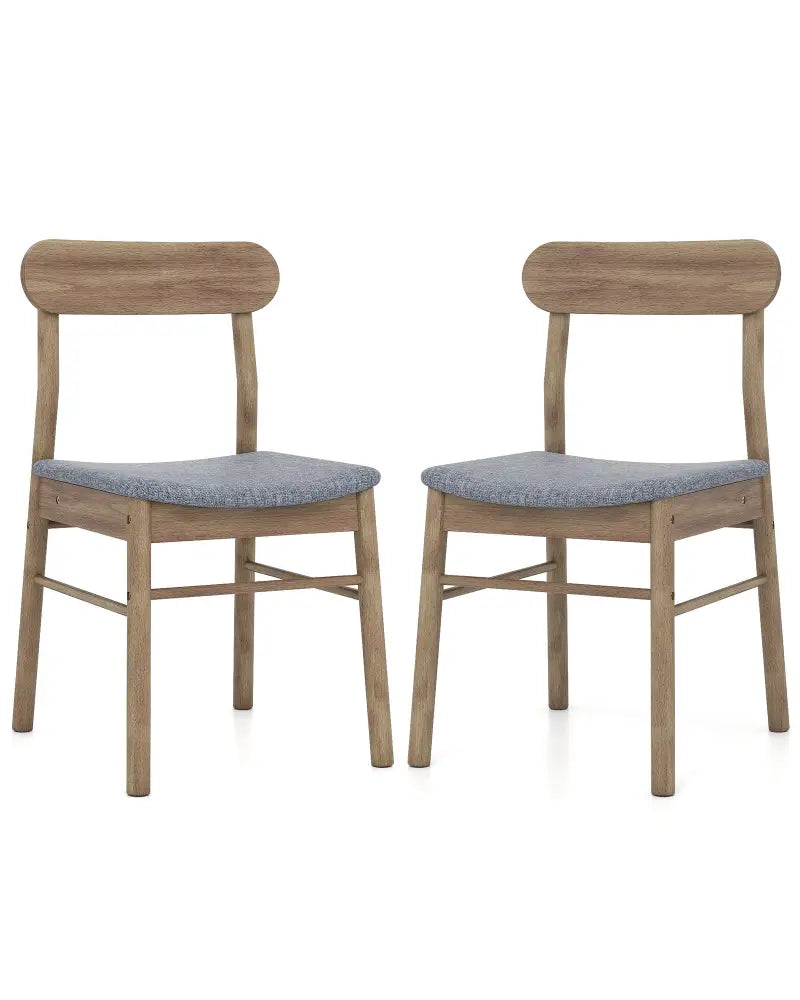 Fabric Upholstered Kitchen Armless Dining Chairs with Rubber Wood Frame Set of 2-Oak - Oak - Dining Chairs