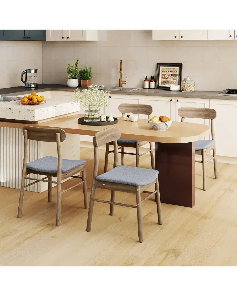 Fabric Upholstered Kitchen Armless Dining Chairs with Rubber Wood Frame Set of 2-Oak - Oak - Dining Chairs