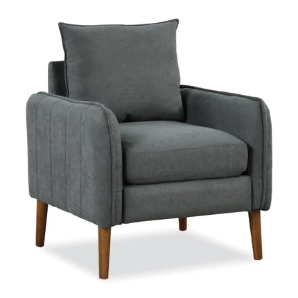 Fabric Upholstered Sofa Chair with Removable Back and Seat Cushions-Gray - Gray - Accent Chairs