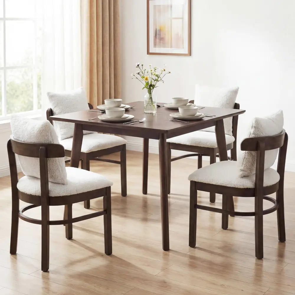 Fabric Upholstered Wood Dining Chairs Set of 2 with Removable Pillow-Gray - Gray - Dining Chairs