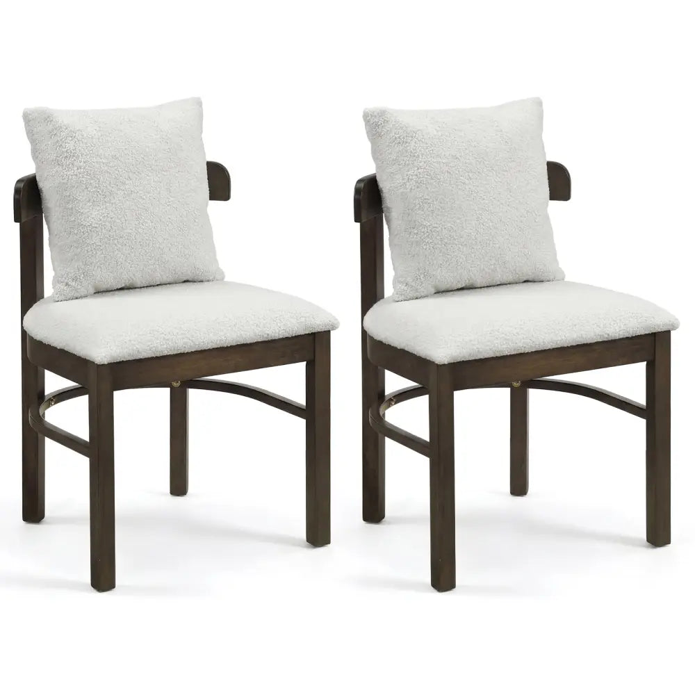Fabric Upholstered Wood Dining Chairs Set of 2 with Removable Pillow-Gray - Gray - Dining Chairs