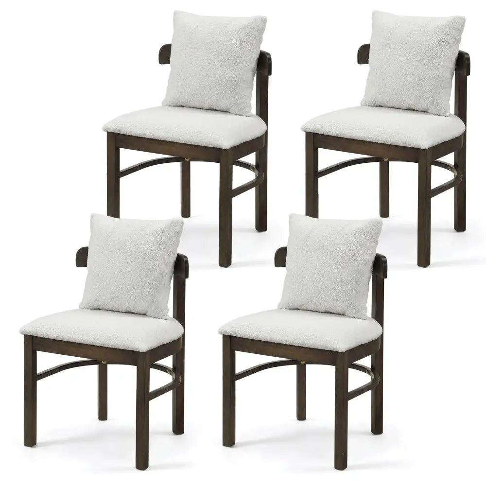 Fabric Upholstered Wood Dining Chairs Set of 4 with Removable Pillow-Gray - Gray - Dining Chairs