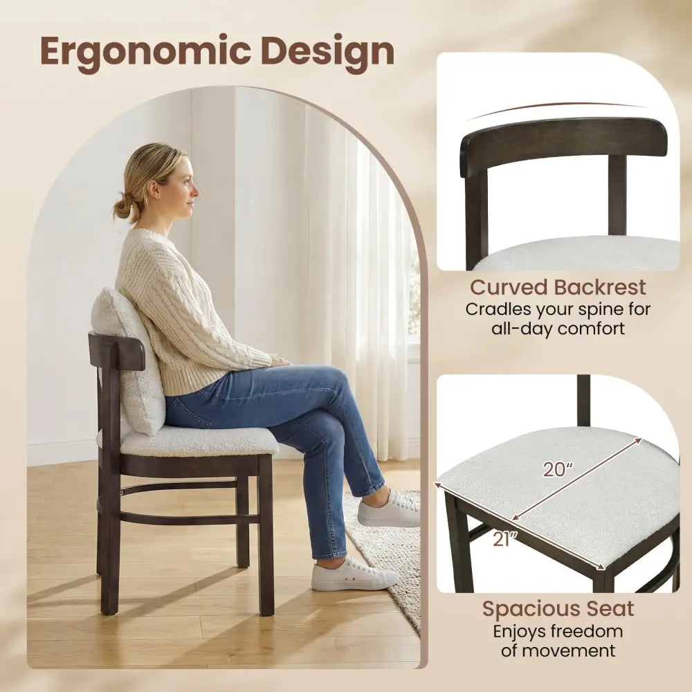 Fabric Upholstered Wood Dining Chairs Set of 4 with Removable Pillow-Gray - Gray - Dining Chairs