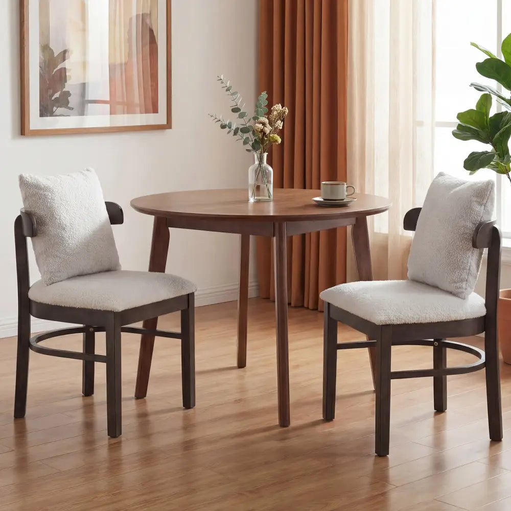 Fabric Upholstered Wood Dining Chairs Set of 4 with Removable Pillow-Gray - Gray - Dining Chairs