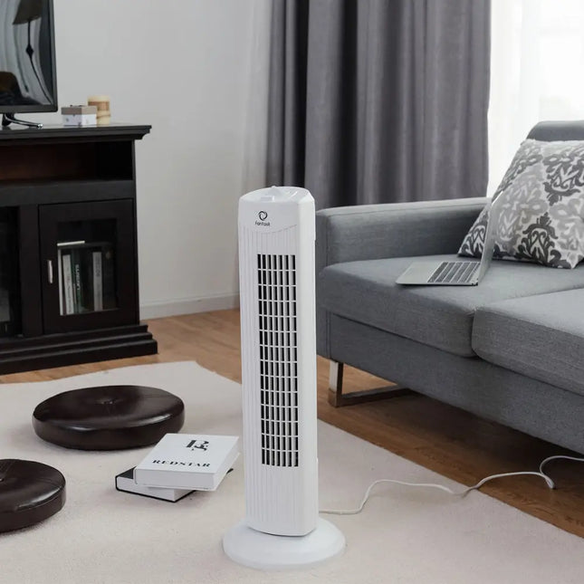 Fantask 35W 28 Inch Quiet Bladeless Oscillating Tower Fan-White - White - Fans