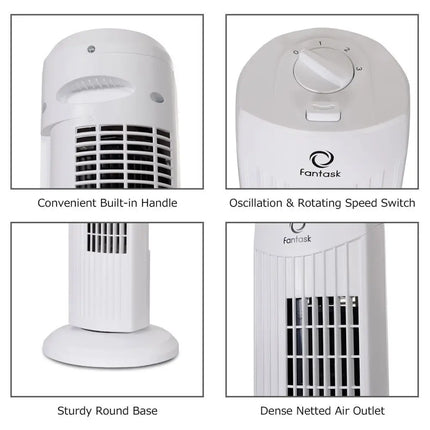 Fantask 35W 28 Inch Quiet Bladeless Oscillating Tower Fan-White - White - Fans
