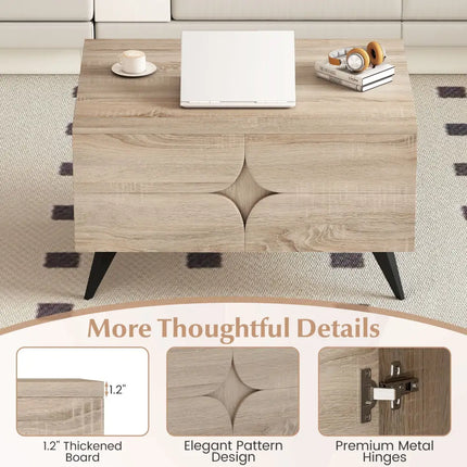 Farmhouse Accent Modern Coffee Table with Storage for Living Room Bedroom-Natural - Natural - Coffee Tables