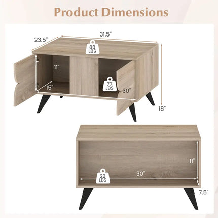 Farmhouse Accent Modern Coffee Table with Storage for Living Room Bedroom-Natural - Natural - Coffee Tables